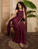 Dusty Wine Crush Silk Lace Saree