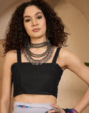 Black Georgette Floral Printed Saree