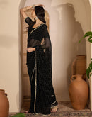 Black Georgette Stone Work Lace Saree