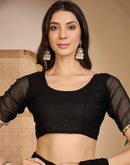 Black Georgette Stone Work Lace Saree