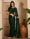 Bottle Green Georgette Stone Work Lace Saree