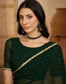 Bottle Green Georgette Stone Work Lace Saree
