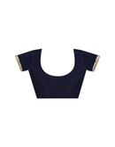 Navy Blue Georgette Stone Work Lace Saree
