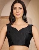 Black Satin Printed Saree