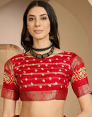Red Silk Printed Bandhani Saree