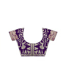 Purple Tissue Silk Sequence Embroidery Saree
