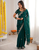 Green Silk Sequence Embroidery Saree