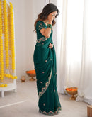 Green Silk Sequence Embroidery Saree