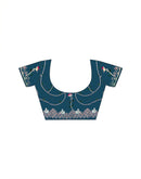 Peacock Blue Silk Sequence Embroidery Saree