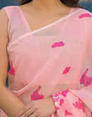Peach Linen Printed Saree