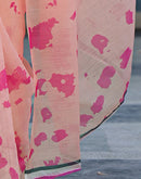 Peach Linen Printed Saree