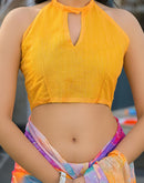 Multicoloured Linen Printed Saree