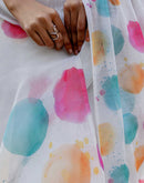 White Linen Printed Saree