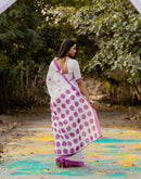 White Linen Printed Saree