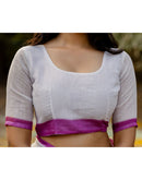 White Linen Printed Saree