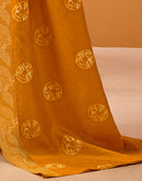 Turmeric Yellow Silk Woven Printed Saree