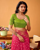 Pink Silk Woven Printed Saree