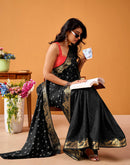 Black Silk Woven Printed Saree