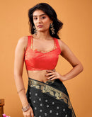 Black Silk Woven Printed Saree
