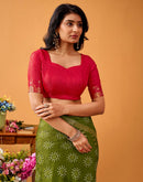 Mehandi Green Silk Woven Printed Saree