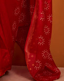 Red Silk Woven Printed Saree