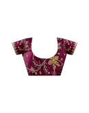 Wine Georgette Printed Bandhani Saree