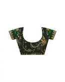 Bottle Green Georgette Printed Bandhani Saree