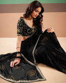 Black Georgette Printed Bandhani Saree