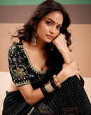 Black Georgette Printed Bandhani Saree