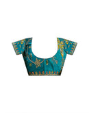 Teal Blue Georgette Printed Bandhani Saree