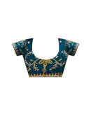 Rama Blue Georgette Printed Bandhani Saree
