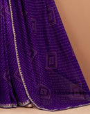 Violet Georgette Printed Bandhani Saree