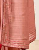 Peach Silk Embroidery Saree