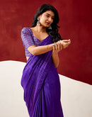 Violet Silk Embroidery Saree