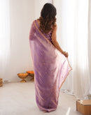 Lavender Shimmer Tissue Sequence Embroidery Saree