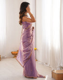 Lavender Shimmer Tissue Sequence Embroidery Saree