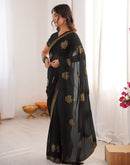 Black Georgette Embroidery Saree