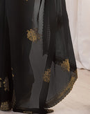 Black Georgette Embroidery Saree