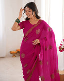 Dark Rani Pink Georgette Embroidery Saree