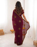 Maroon Georgette Embroidery Saree