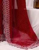 Maroon Chiffon Stone Work Swarovski Saree