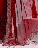 Maroon Chiffon Stone Work Swarovski Saree