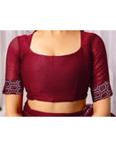 Maroon Chiffon Stone Work Swarovski Saree