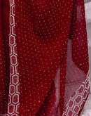 Maroon Chiffon Stone Work Swarovski Saree
