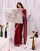 Maroon Chiffon Stone Work Swarovski Saree