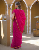 Rani Pink Georgette Printed Bandhani Saree