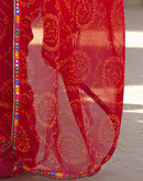 Maroon Georgette Printed Bandhani Saree