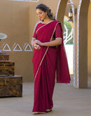 Dark Magenta Crush Silk Lace Saree