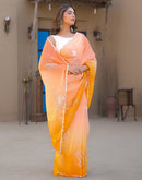 Orange Tissue Silk Sequence Embroidery Saree