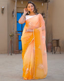 Orange Tissue Silk Sequence Embroidery Saree